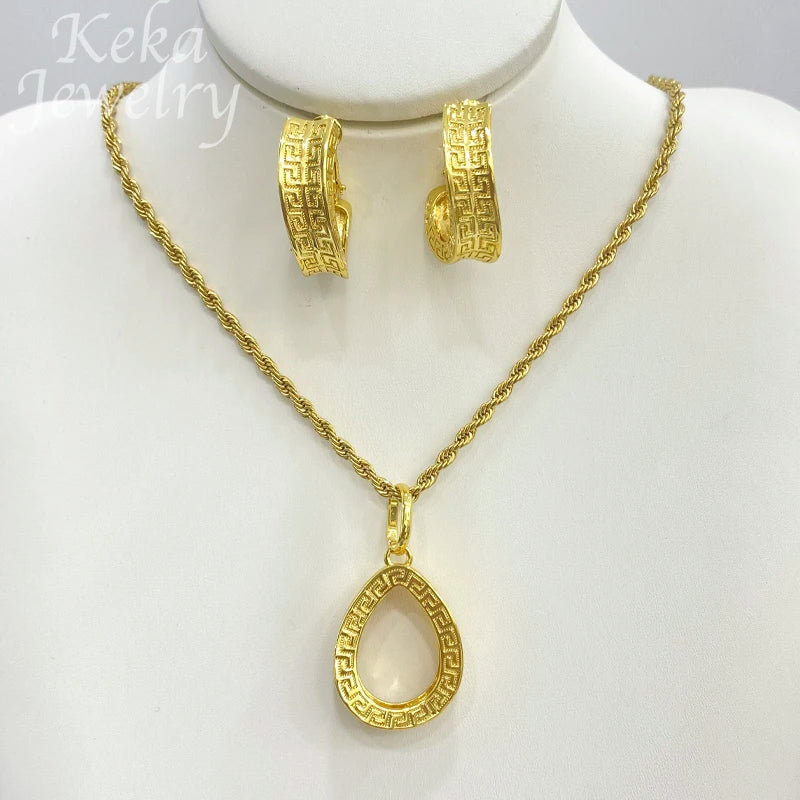High-end Dubai Gold Jewelry Set for Women's Wedding Party