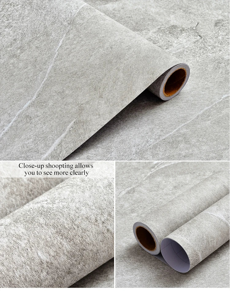 Retro Gray PVC Cement Wallpaper Self-Adhesive Waterproof Dark Gray Concrete Effect For Bedroom Living Room Decoration Stickers