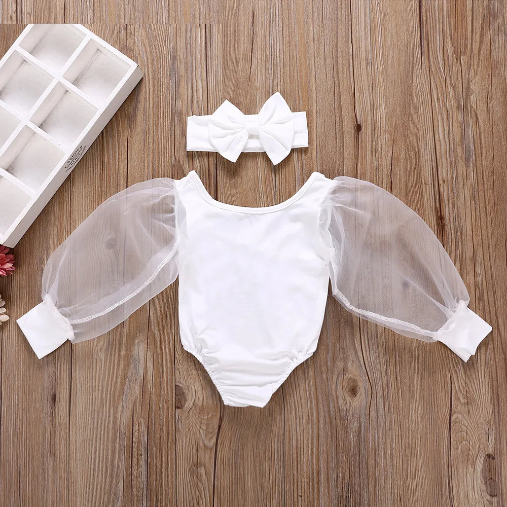 Cute Baby Girl Long Sleeve Bodysuit &amp; Headband