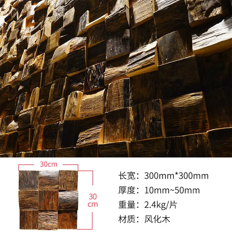 Wallpapers Home Decor Partition Black Walnut Wood Mosaic TV Background Wall Weathered Finish Eco-Friendly Rustic Style