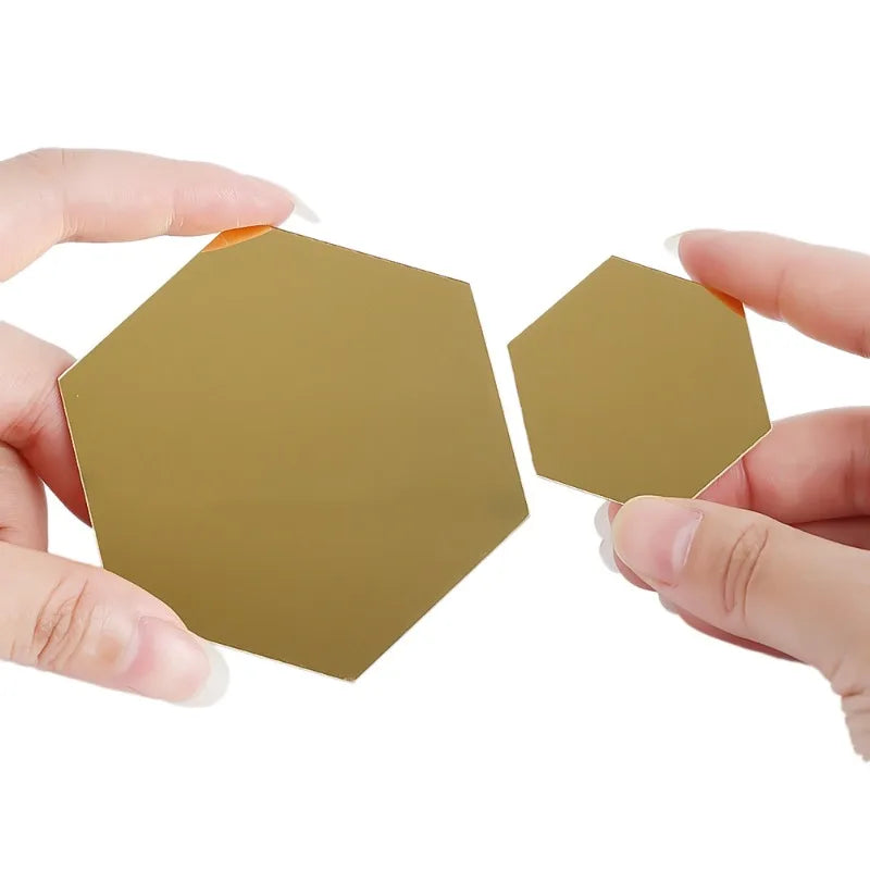 120/6pcs 3D Mirror Wall Sticker Hexagon Acrylic Self Adhesive Mirror Stickers Art Wall Decal Mosaic Tiles DIY Home Bedroom Decor