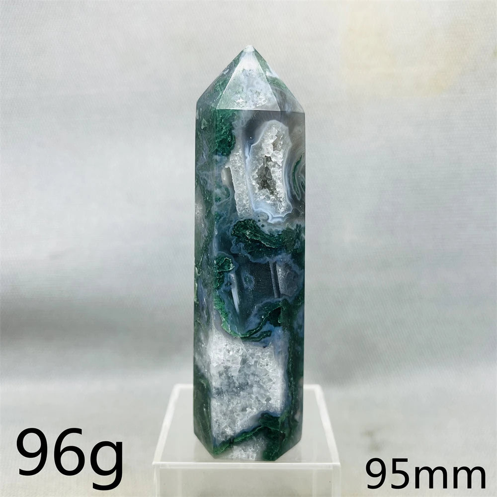 Natural Moss Agate Tower - Super Energy