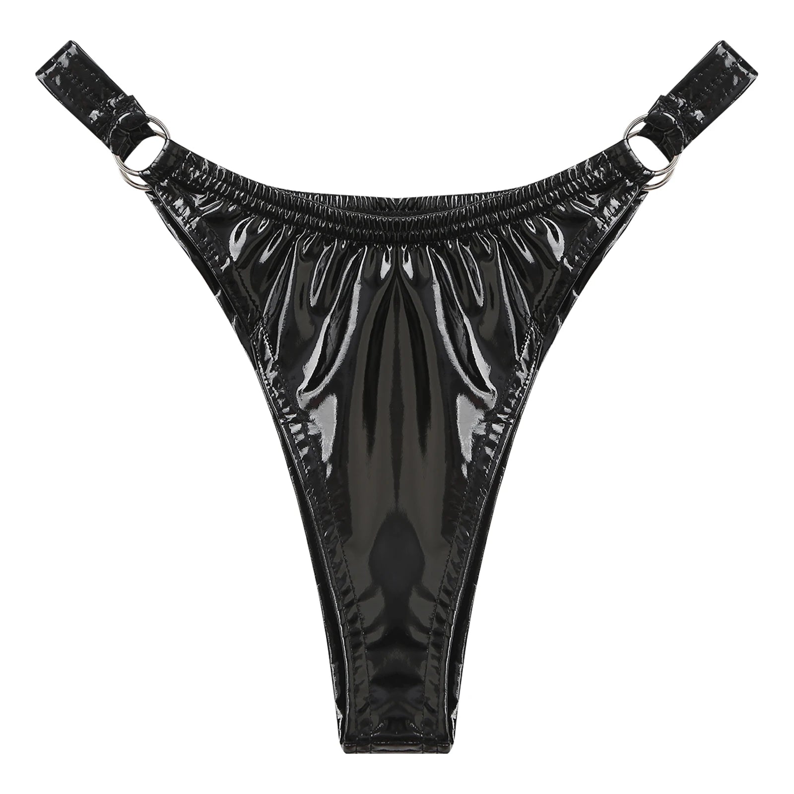 Women's Sexy Party O-Ring Shiny Leather Panties