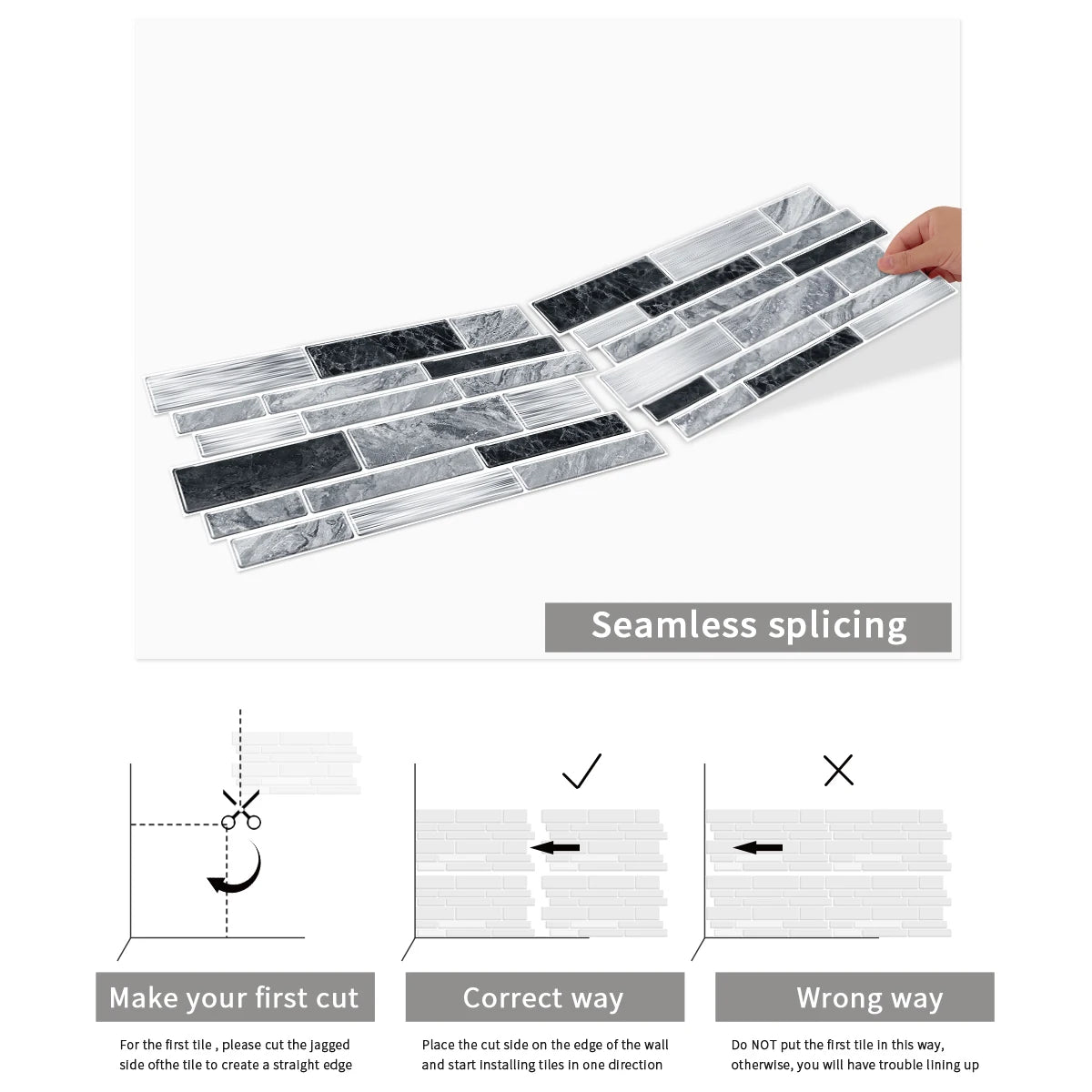 Miếng Dán Tường Vân Đá Chống Nước Dán Bếp 12/24/48pcs