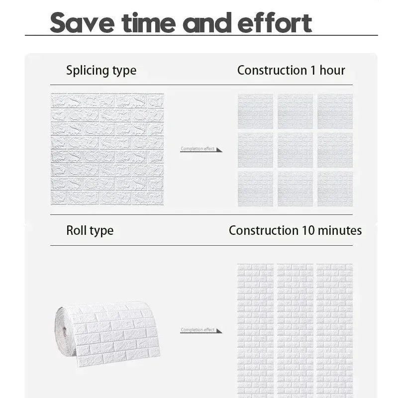 Giấy Dán Tường Gạch Xốp 3D Tự Dán Chống Nước 70x100