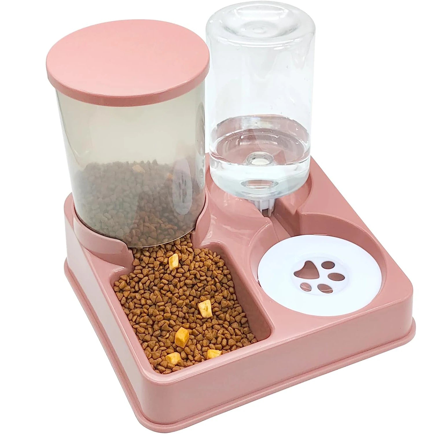Automatic Cat Feeder Water Dispenser Set, 2 In 1 Tilted Automatic Pet Food And Water Feeder Gravity Food Feeder and Waterer - Daisan Mart