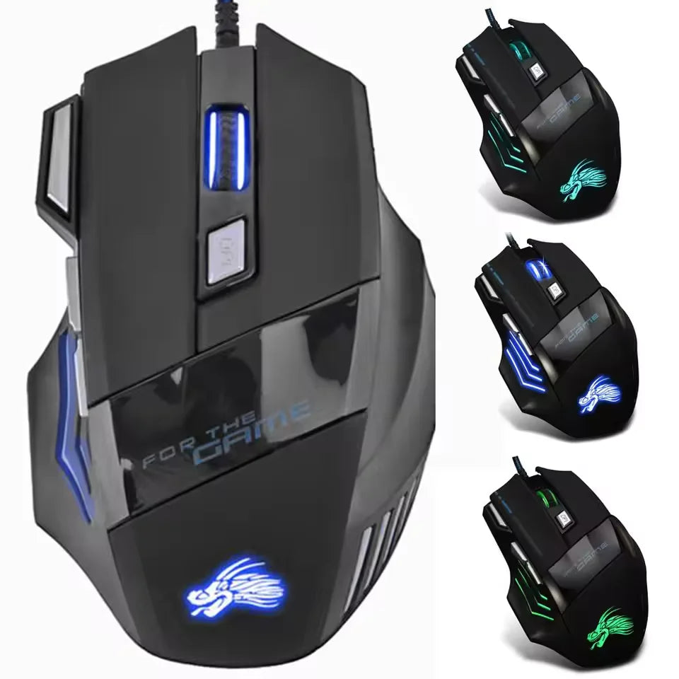 USB Wired Gaming Mouse 7-Color Backlight 5500 DPI Adjustable Optical Mice Ergonomic Computer Mouse for Desktop Laptop PC Gamer