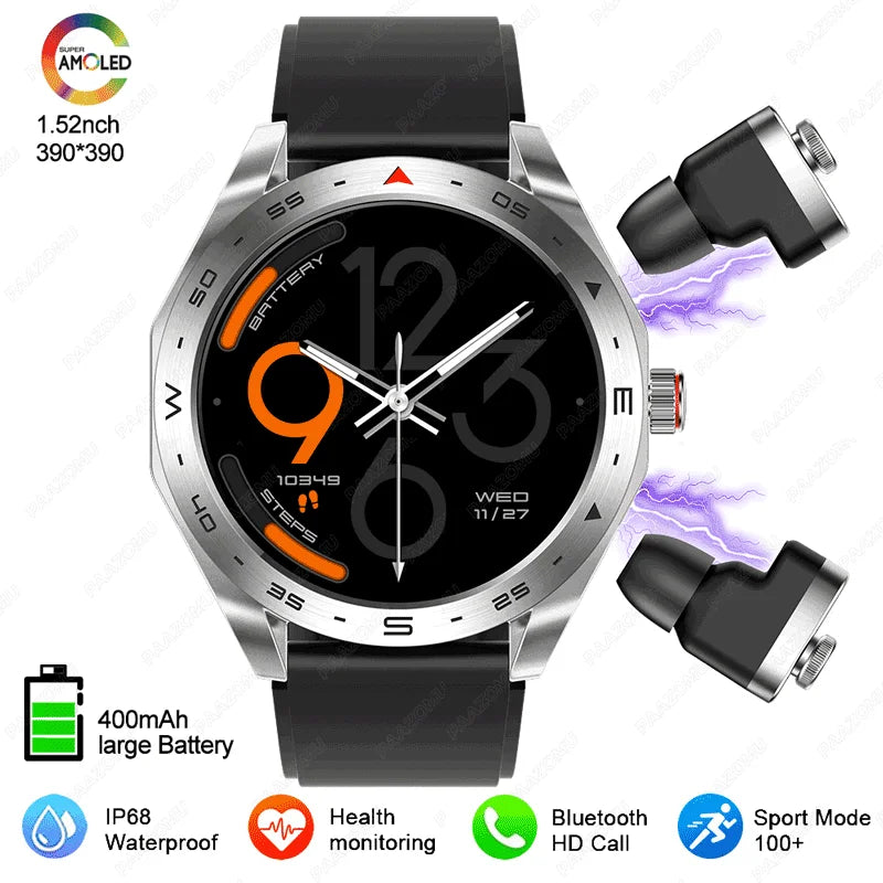 Đồng Hồ Thông Minh 2025 Kèm Tai Nghe TWS Chống Nước