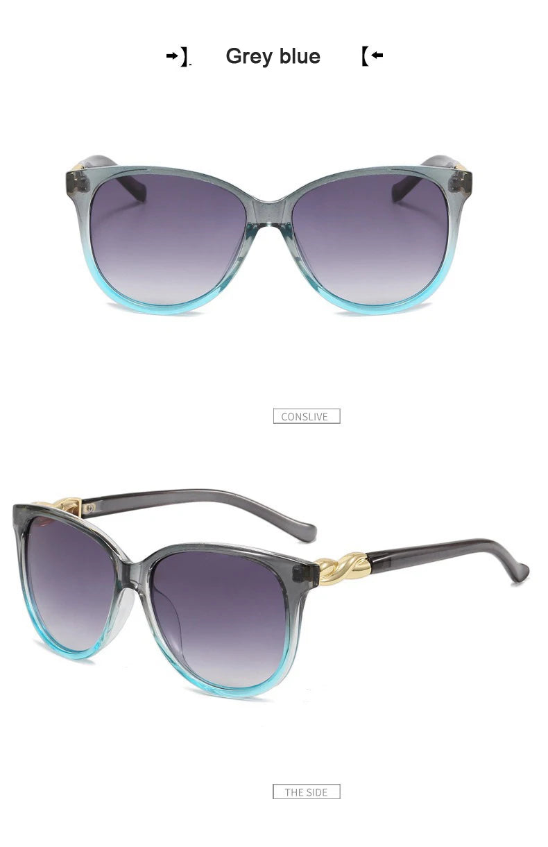 Cycling New Round Alloy Women Sunglasses Gradient Frame Anti-UV Sun Glasses Brand Designer Simple Style Shades Eyeglasses UV400