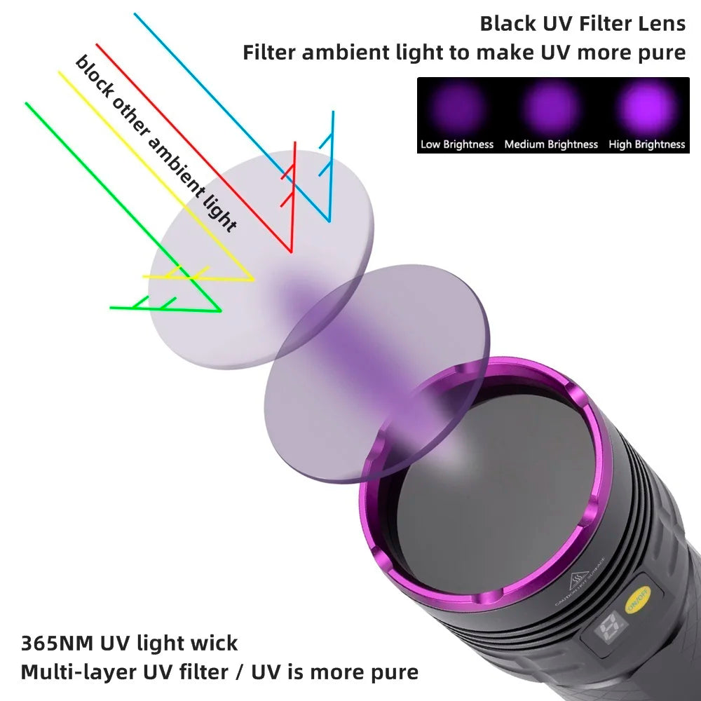 Đèn Pin UV 160W Siêu Sáng Soi Vết Ố, Nấm, Động Vật - Daisan Mart