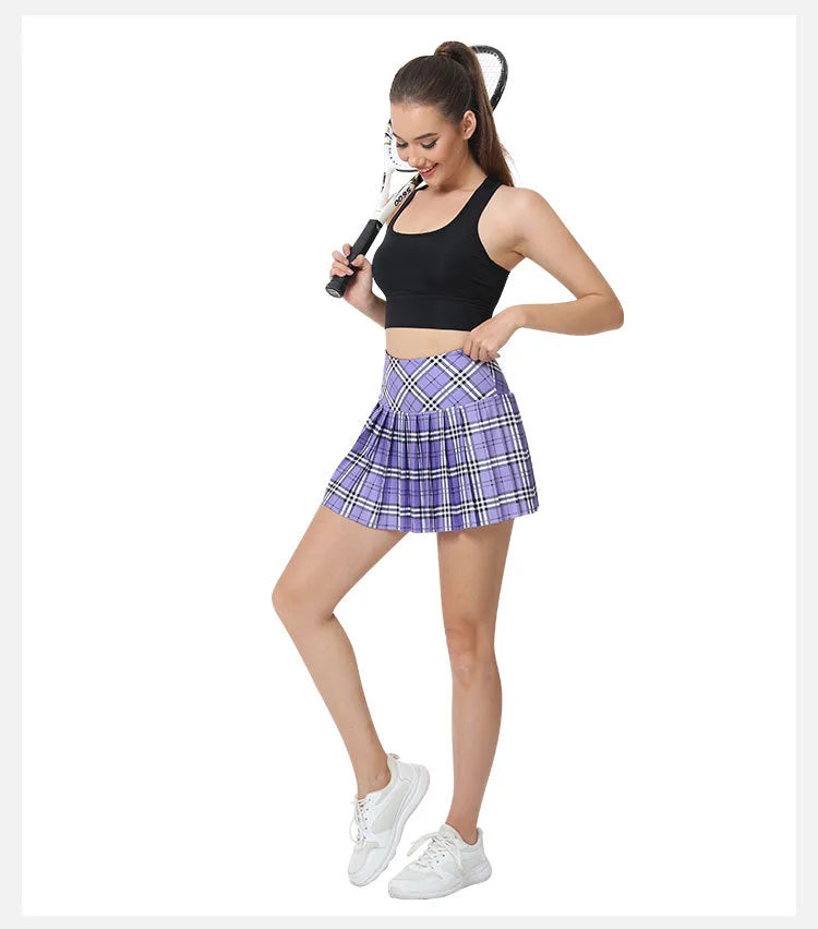 Nadanbao Plaid Tennis Dress Women Pleated Mini Skater Skirts High Waist Plaid Short Skirt Women's Summer New College Style - Daisan Mart