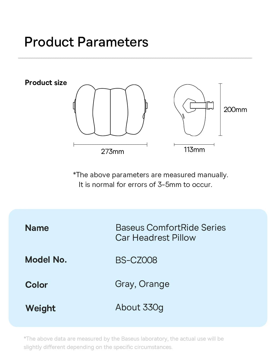 Baseus Car Neck Pillow Headrest Waist 3D Memory Foam Seat Support for Travel Neck Rest Breathable Car Back Lumbar Cushion Gadget - Daisan Mart