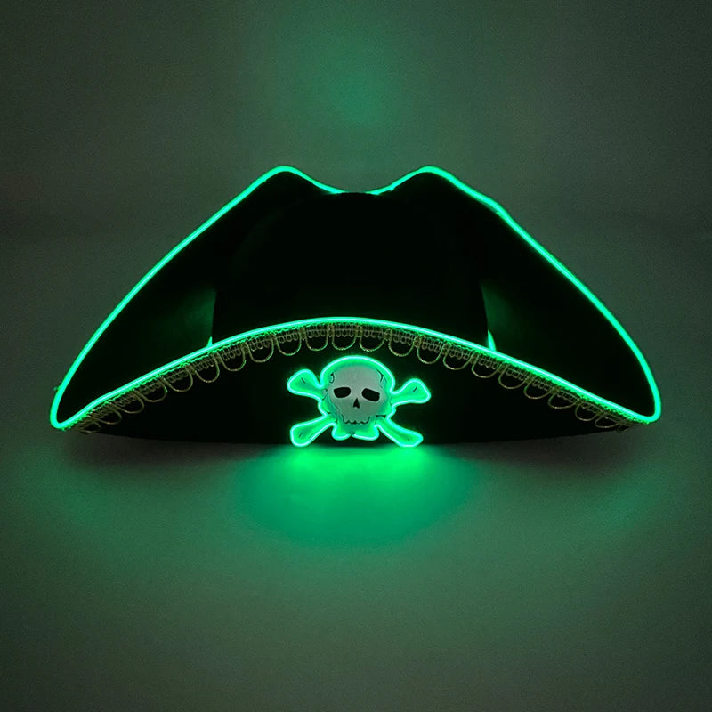 Halloween LED Light-Up Pirate Hat Skull Pattern