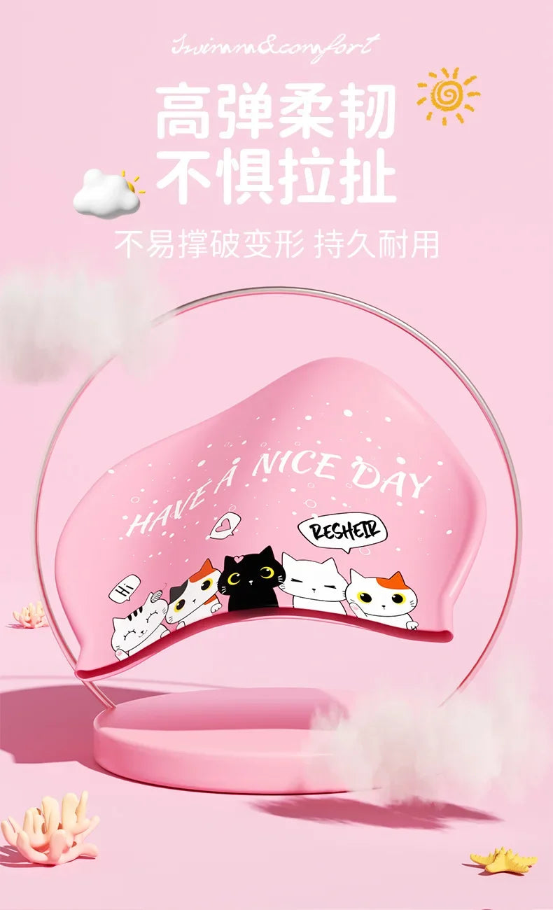 Mũ Bơi Trẻ Em Hoạt Hình Chống Nước Bảo Vệ Tai