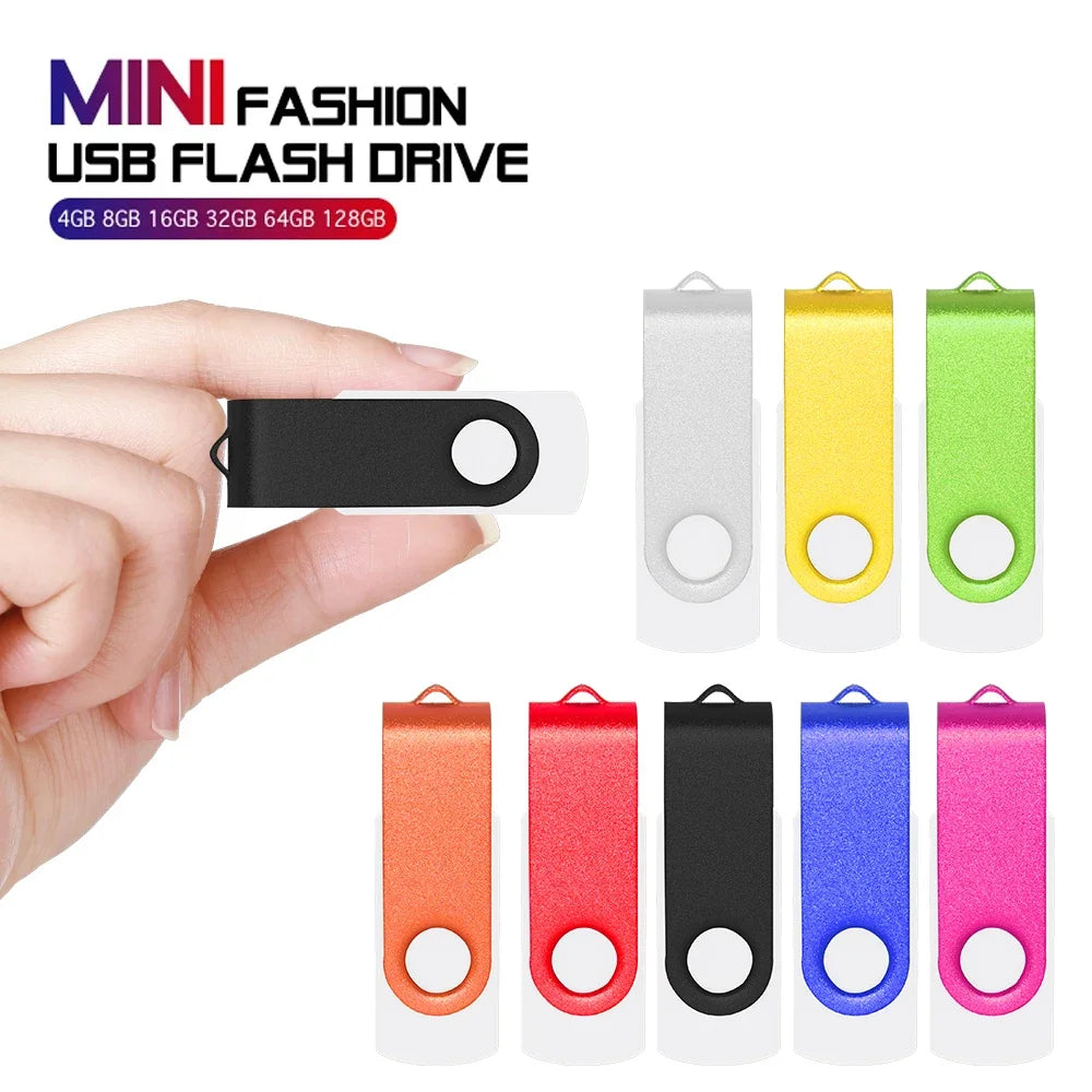 Người cầm USB đen, bảy USB màu khác nhau: bạc, vàng, xanh, cam, đỏ, đen, xanh dương, hồng.