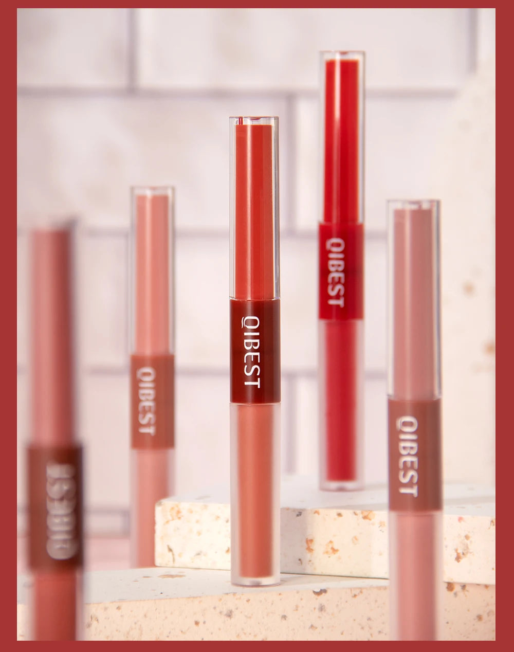 Son QIBEST 2in1 Lì & Bóng - Bền Màu, Chống Nước