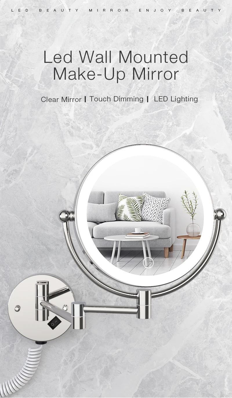 High-end Gold-Plated LED Folding Makeup Mirror