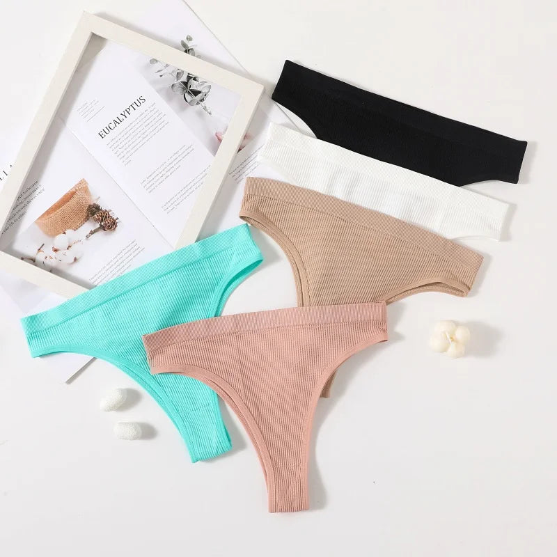 5Pcs/Set Seamless Briefs Women Brazilian Panties Sexy Lingerie Female Underpants Low Rise Bottom Solid Color Underwear ML