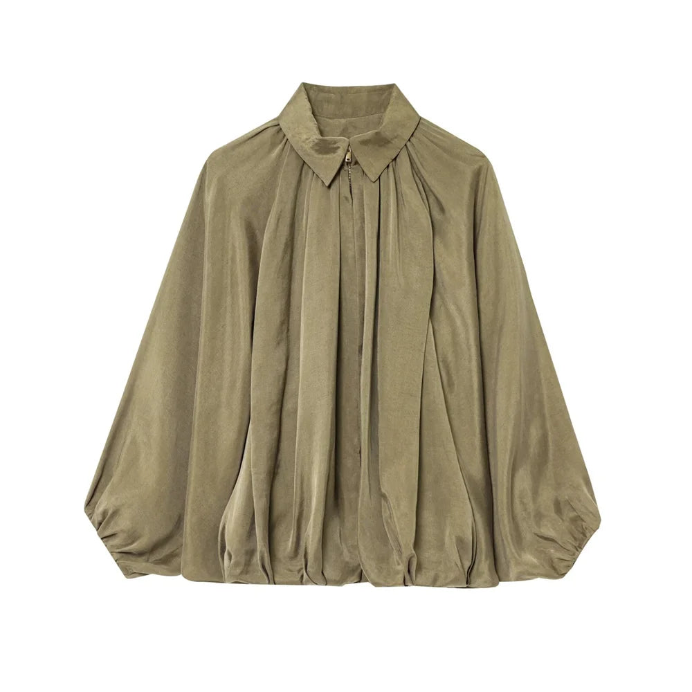 Summer fashion women's jacket - Simple, zip puff sleeves