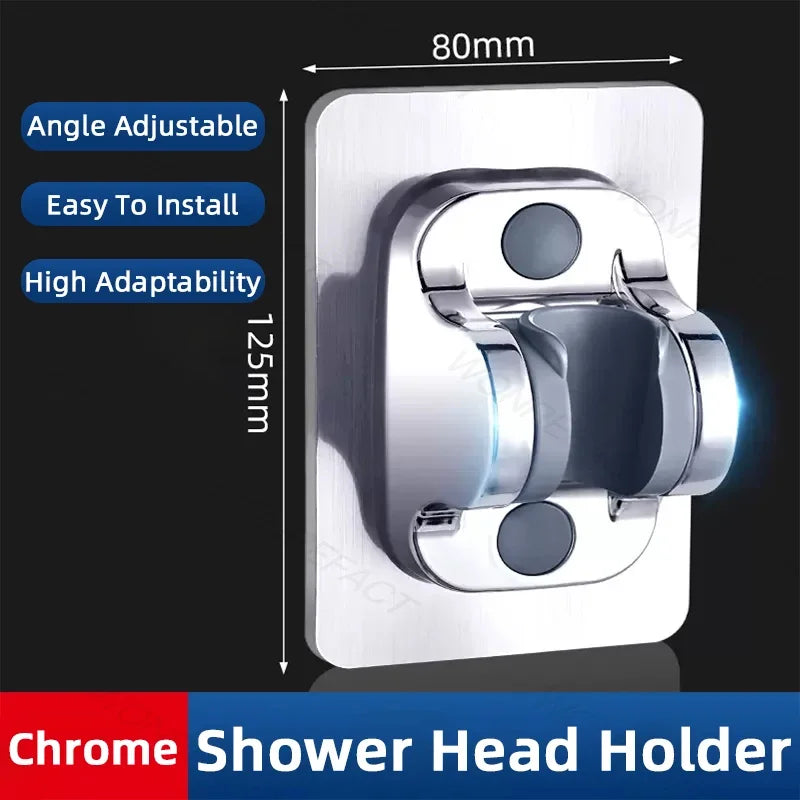 Universal Shower Head Holder No Drill Showerhead Bracket Adjustable Wall Mounted Holder for Bathroom Accessories Stable Rotation