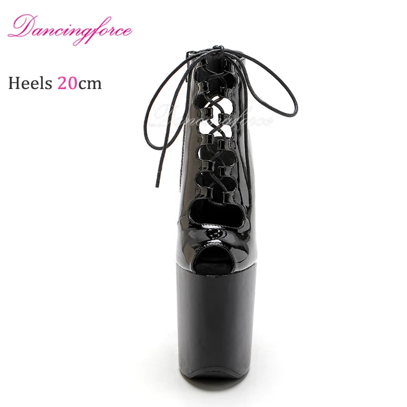 20cm High Heels, Dark Pink, Wedges, Short Cut