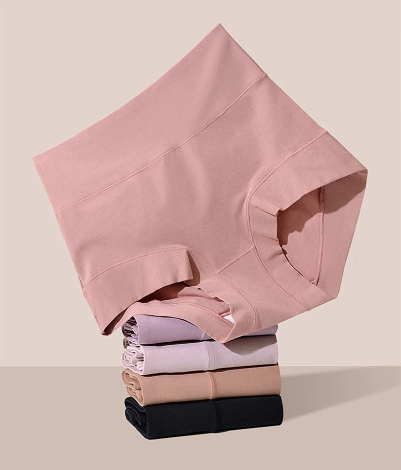 Women's cotton high-waisted, stretchy, belly-hugging panties, 2 pieces