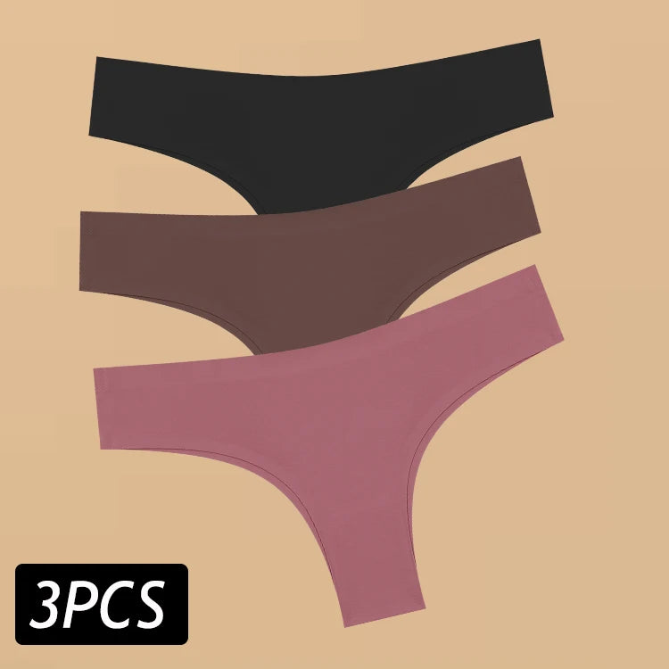 Set of 3 Sexy Ice Silk Low-Waist Ultra-Thin Women's Panties