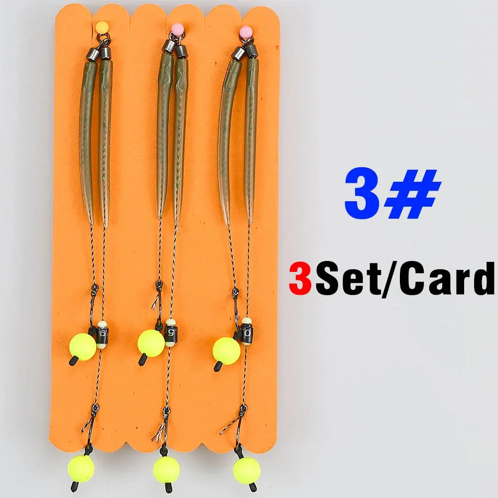 MNFT 3Sets Carp Fishing Rigs with Ready-Made Hair Hooks Size 3#-10# Pesca Hook Fishing Lure Tackle for Carp Fishing