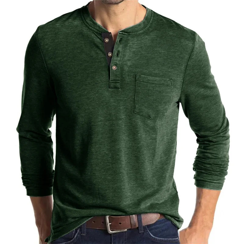 Men's Fashionable Elastic Round Neck Long Sleeve T-Shirt