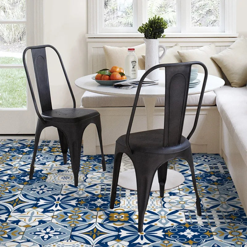 22PCS Self-adhesive Moroccan Style Hexagonal Diagonal Floor Stickers Non-slip Waterproof Decals for Kitchen Bathroom Decoration