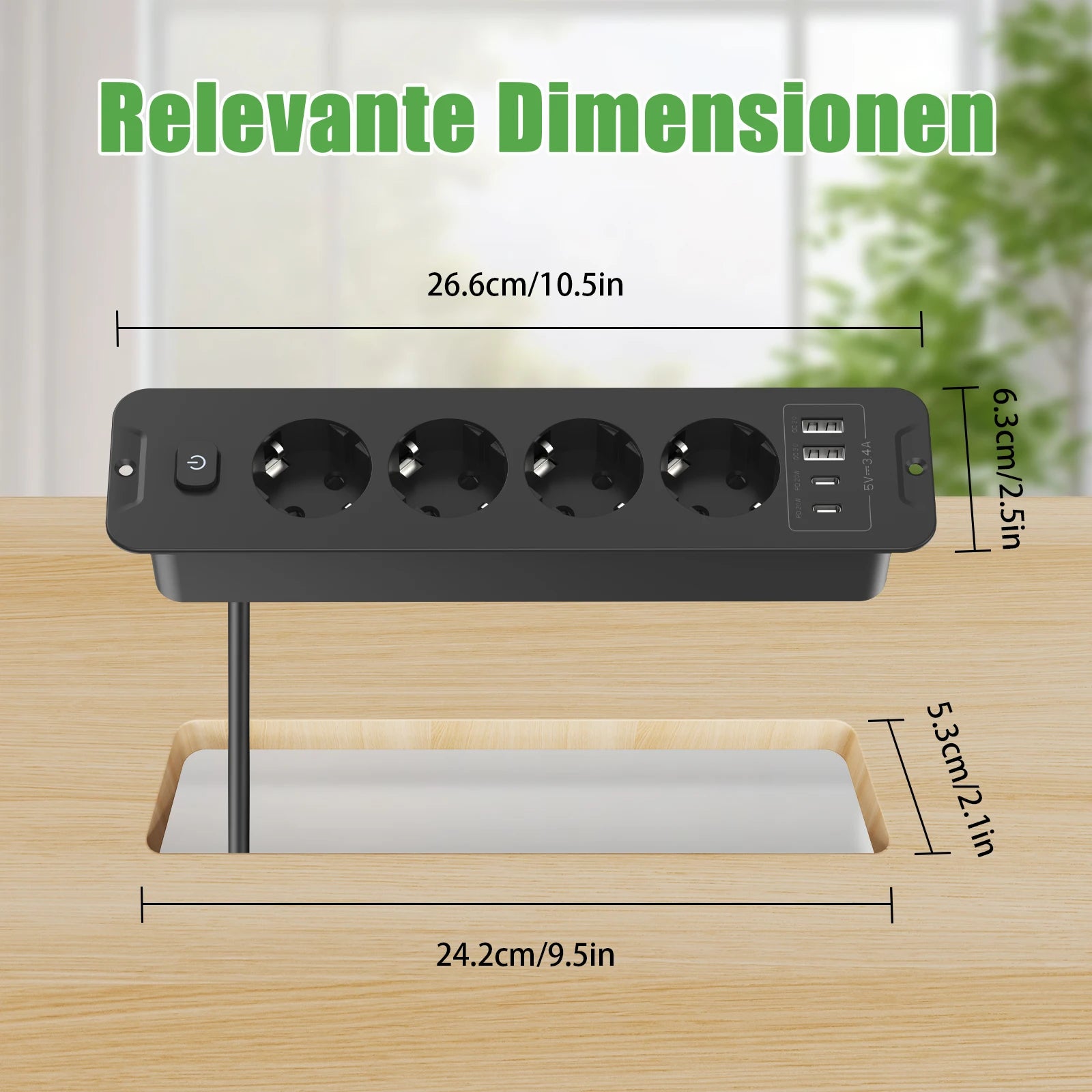 Ổ Cắm 4/5 Lỗ Đa Năng Có USB, Dây Dài 2m EU Plug