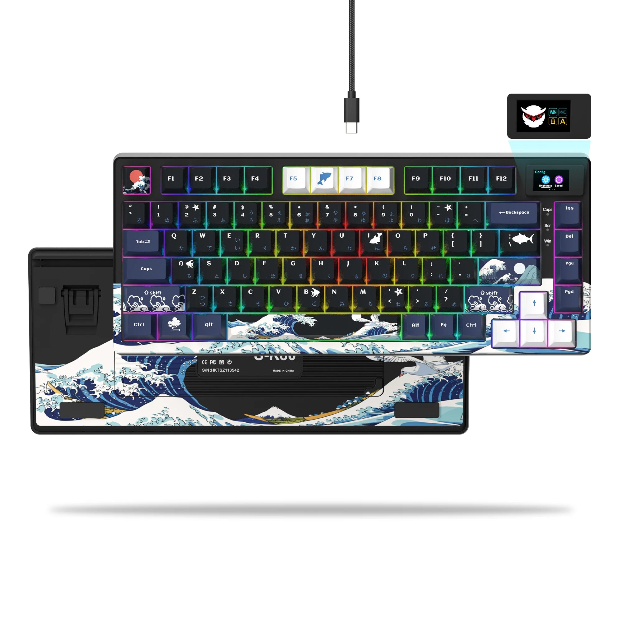 OLED mechanical gaming keyboard, RGB LED, hot-swap, wired