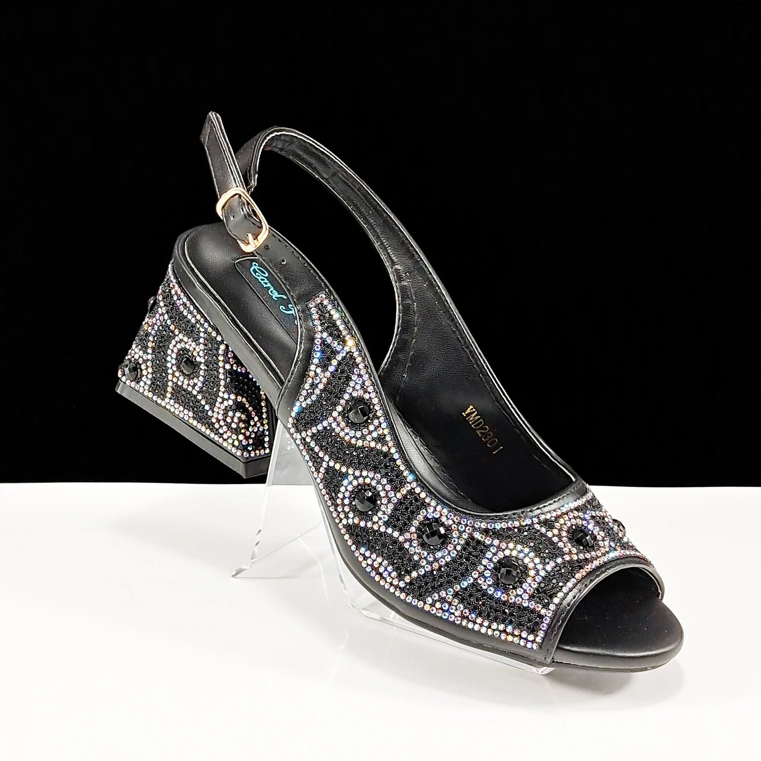 2024 Rhinestone Shoes and Bag Set - Trendy Green