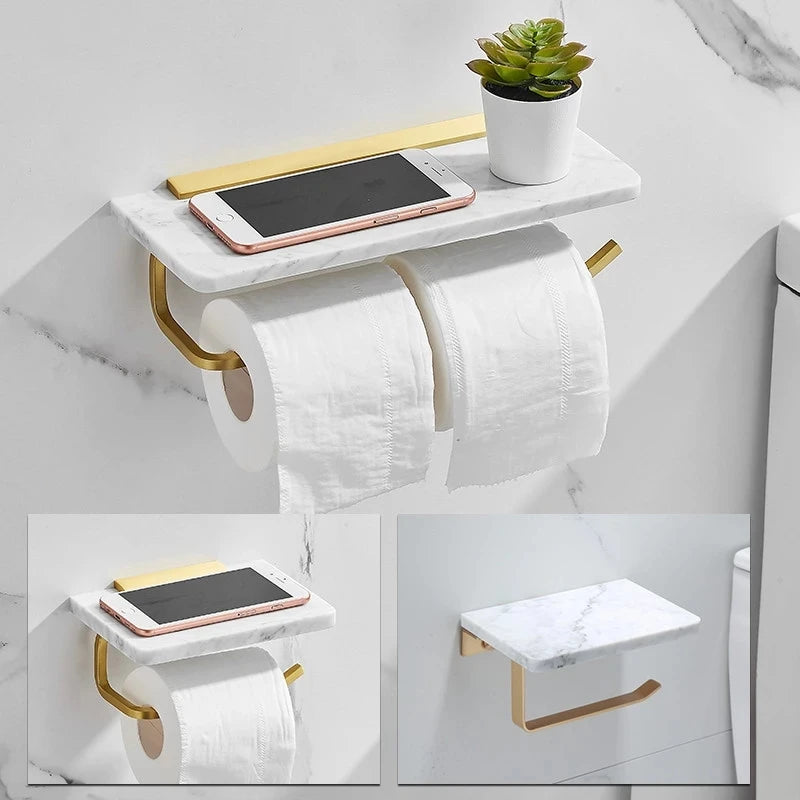 Bathroom Paper Holder Gold and White Marble Bathroom Paper Roll Holder Tissue Holder Box  Rack Toilet Paper Holder Tissue Boxes - Daisan Mart