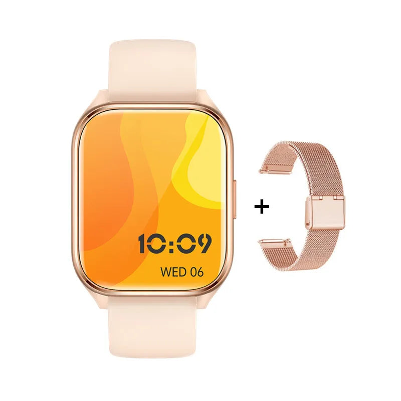 Women's Gold Smartwatch: Bluetooth Calling, Waterproof, Hebrew