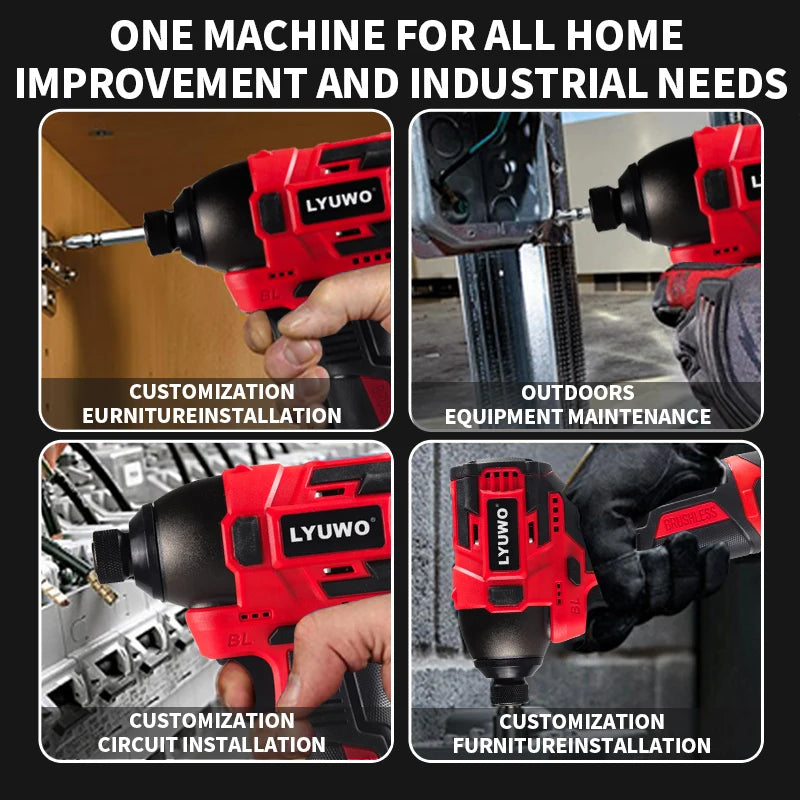 21V LYUWO Cordless Electric Screwdriver/Impact Wrench: Brushless, Rechargeable, LED Light, Fits Makita Battery