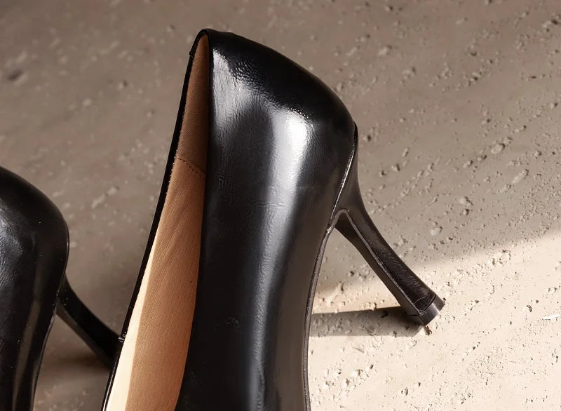 Giày Cao Gót Nữ Phong Cách Retro Pháp Da Thủ Công