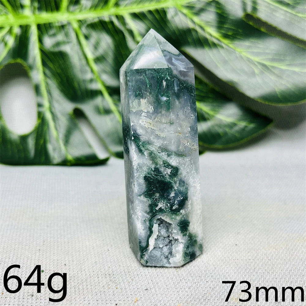 Natural Moss Agate Tower - Super Energy