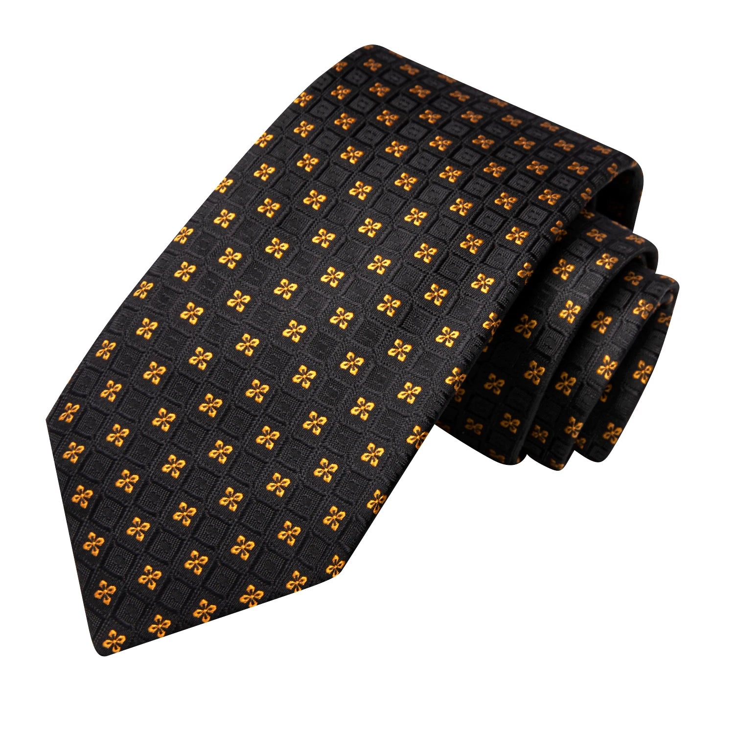 Cà vạt lụa đen vàng sang trọng Hi-Tie cho chú rể
