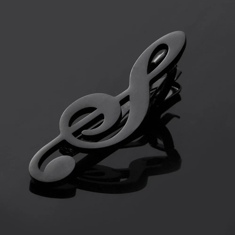 Punk Style Titanium Guitar Musical Note Tie Clip