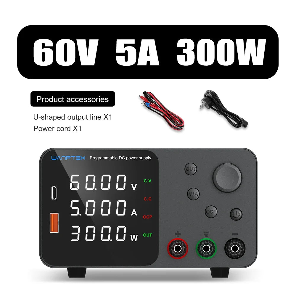Wanptek DC Power Supply 30V 10A 5A Variable Bench Power Supply Adjustable Lab Power Supply 60V 5A 120V 3A Voltage Regulator