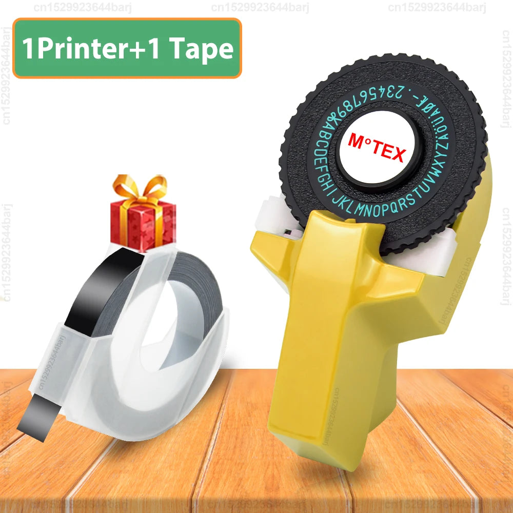 Motex E101 Portable 3D Embossing Label Printer Similar as B90 Dymo 12965 1610 Manual Label Maker DIY Adhesive Dymo 3D Label Tape - Daisan Mart