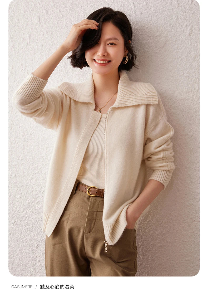 Áo Khoác Len Cashmere Nữ Cổ Bẻ, Dáng Rộng, Ấm Áp - Daisan Mart