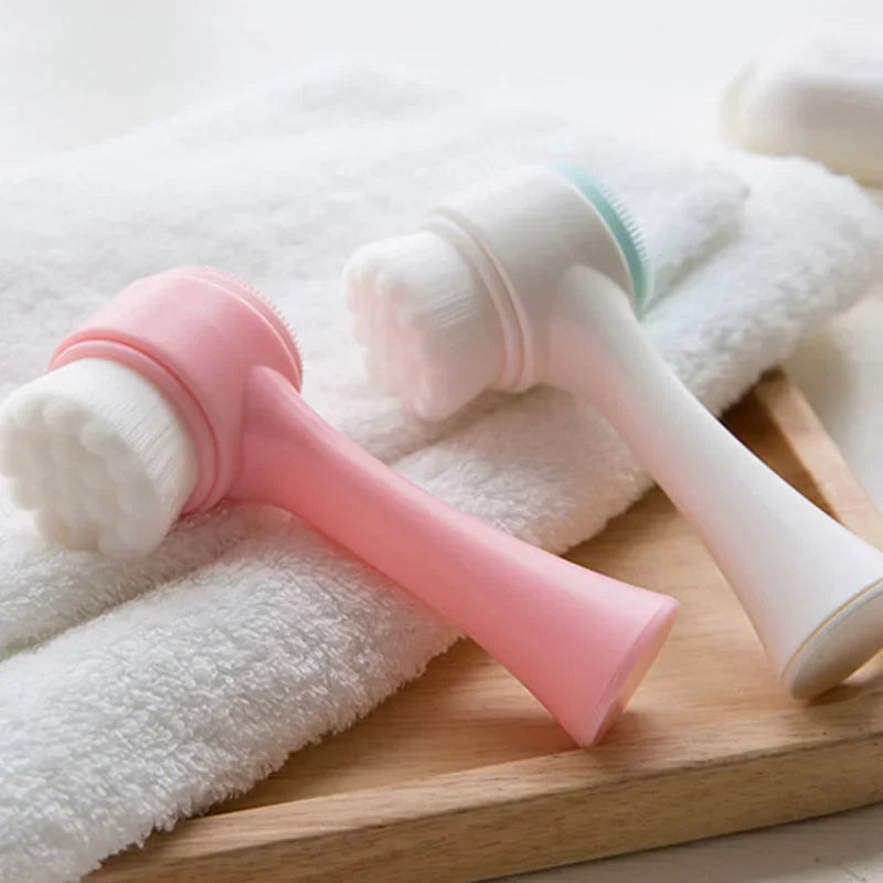 Double-sided soft exfoliating 3D silicone facial brush