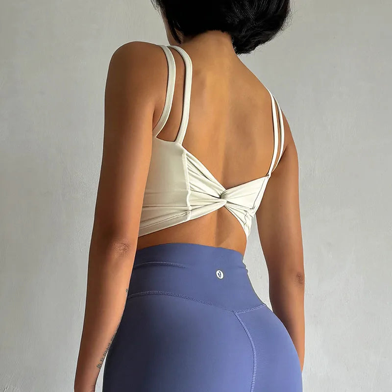 Áo Tập Nữ Đệm Cố Định, Sexy, Thắt Nút Sau, Yoga - Daisan Mart