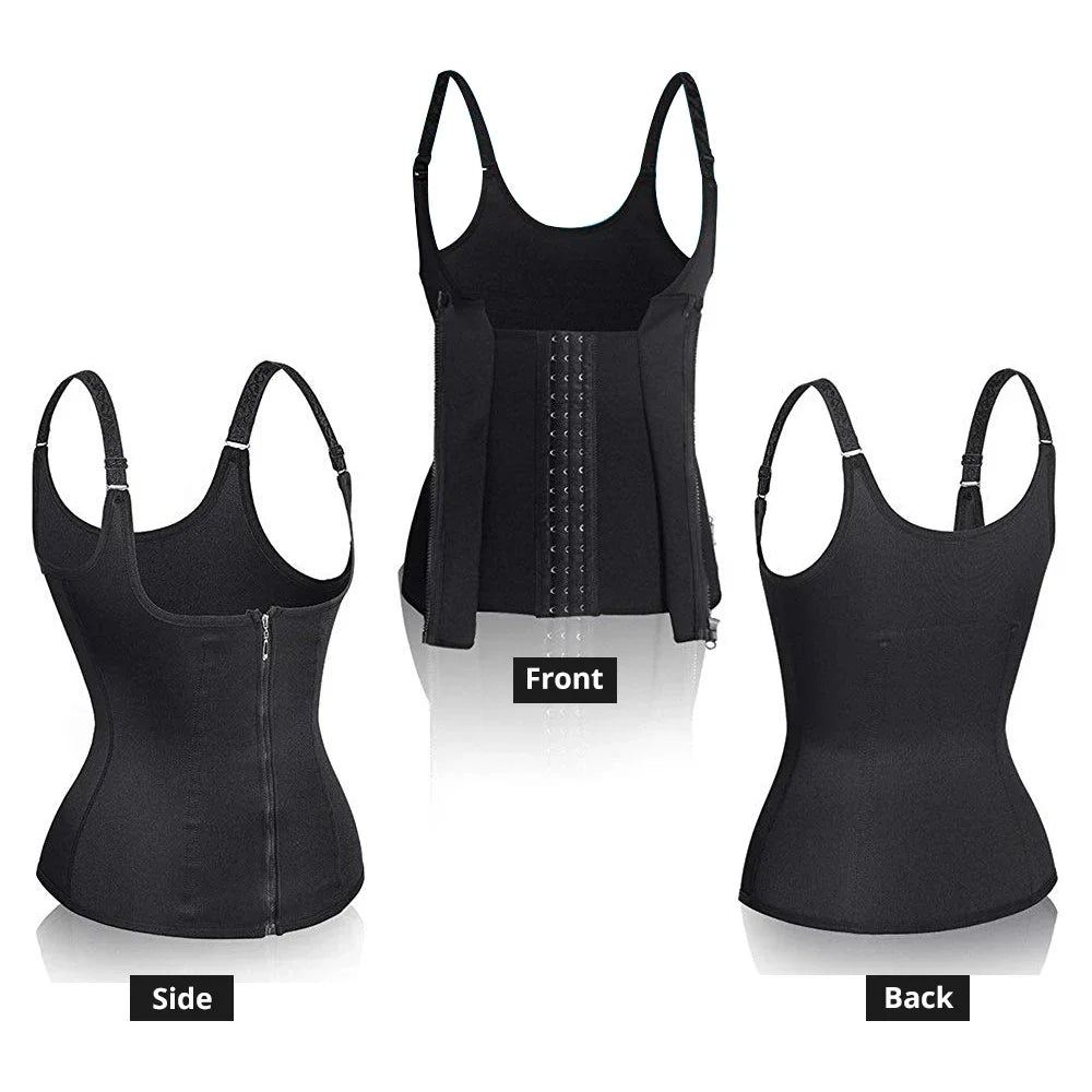 Waist Trainer Tank Top For Women Zipper Body Shaper Tummy Control Sleeveless Top, Women's Activewear Body Shaping Underwear - Daisan Mart