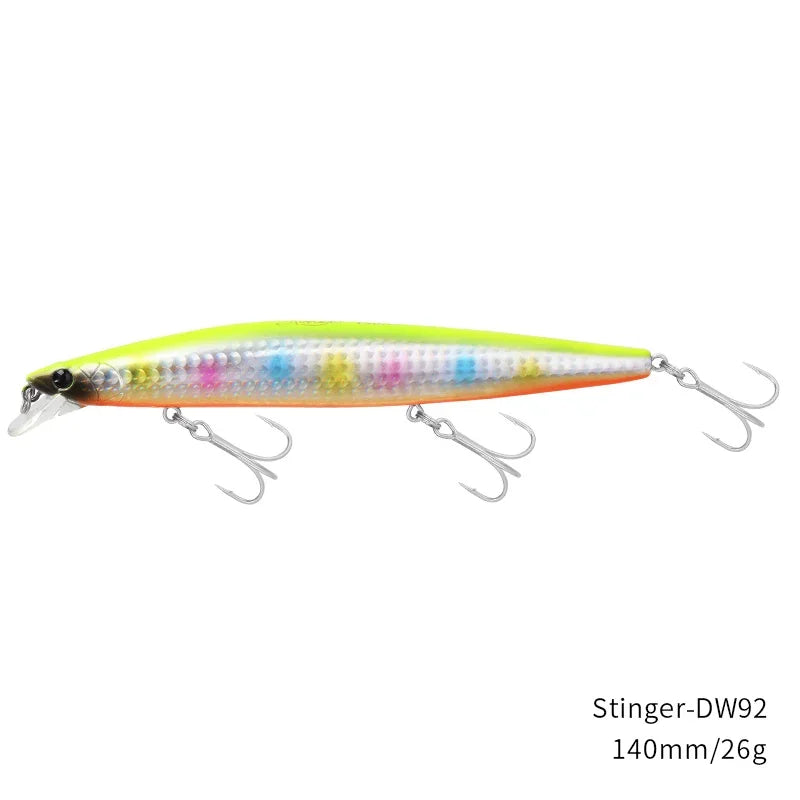 TSURINOYA Stinger 140S Fishing Lure Sinking Minnow DW92 140mm 26g Saltwater Seabass Ultra Long Casting Large Hard Baits Jerkbait