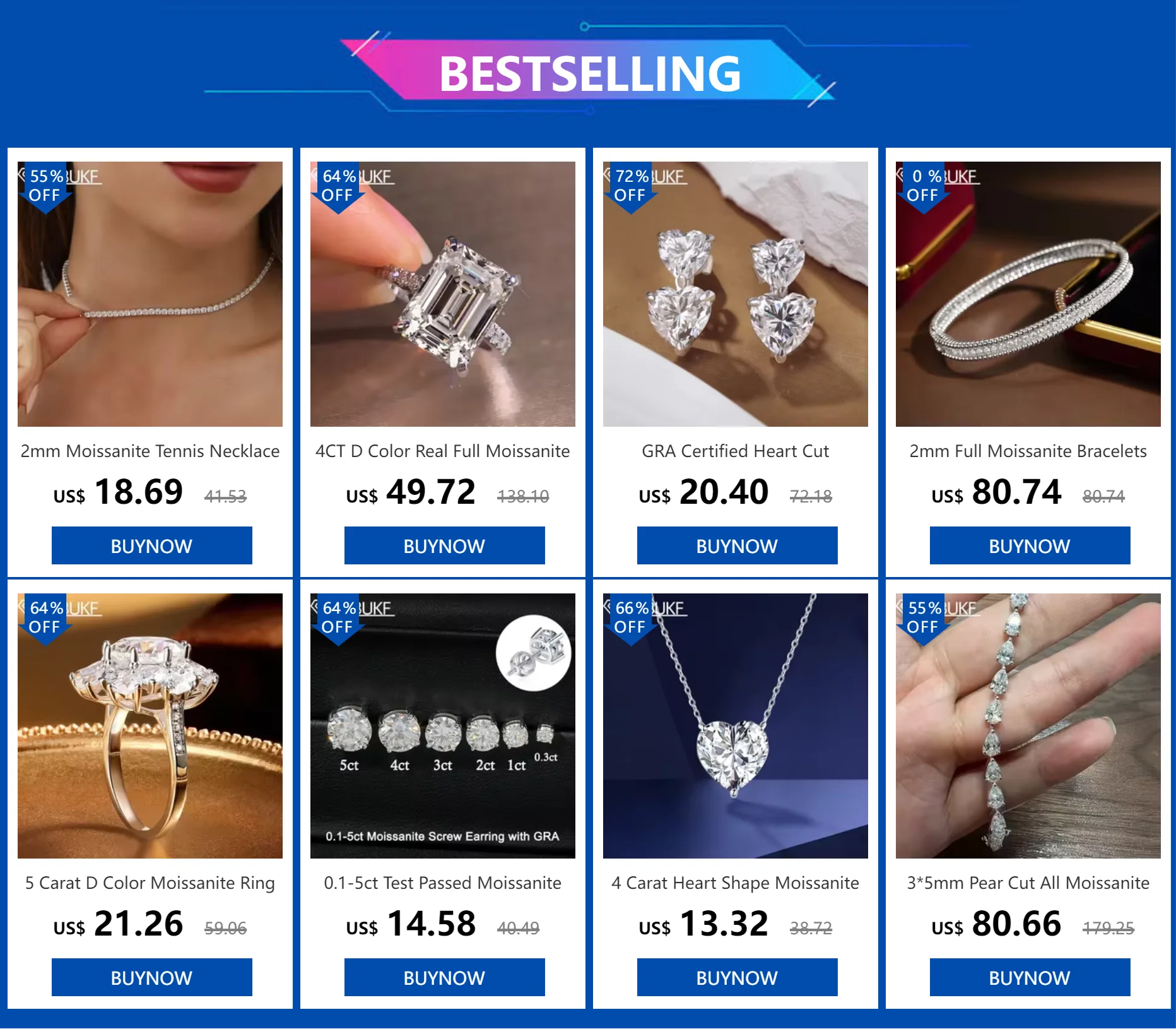 925 Silver Princess Moissanite Sparkling Earrings