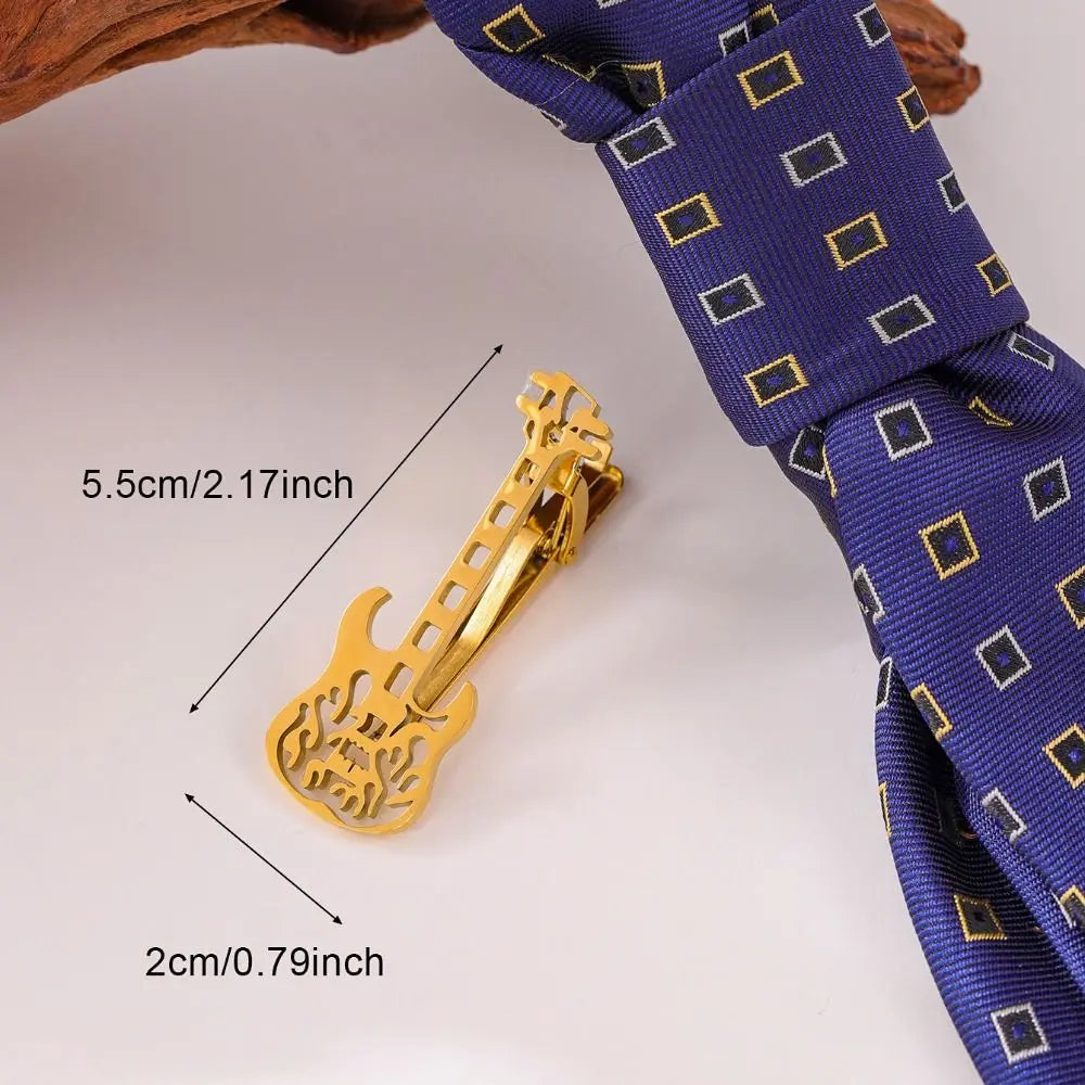 Kẹp Cà Vạt Ghi-ta Khóa Sol Titan Punk Hip Hop