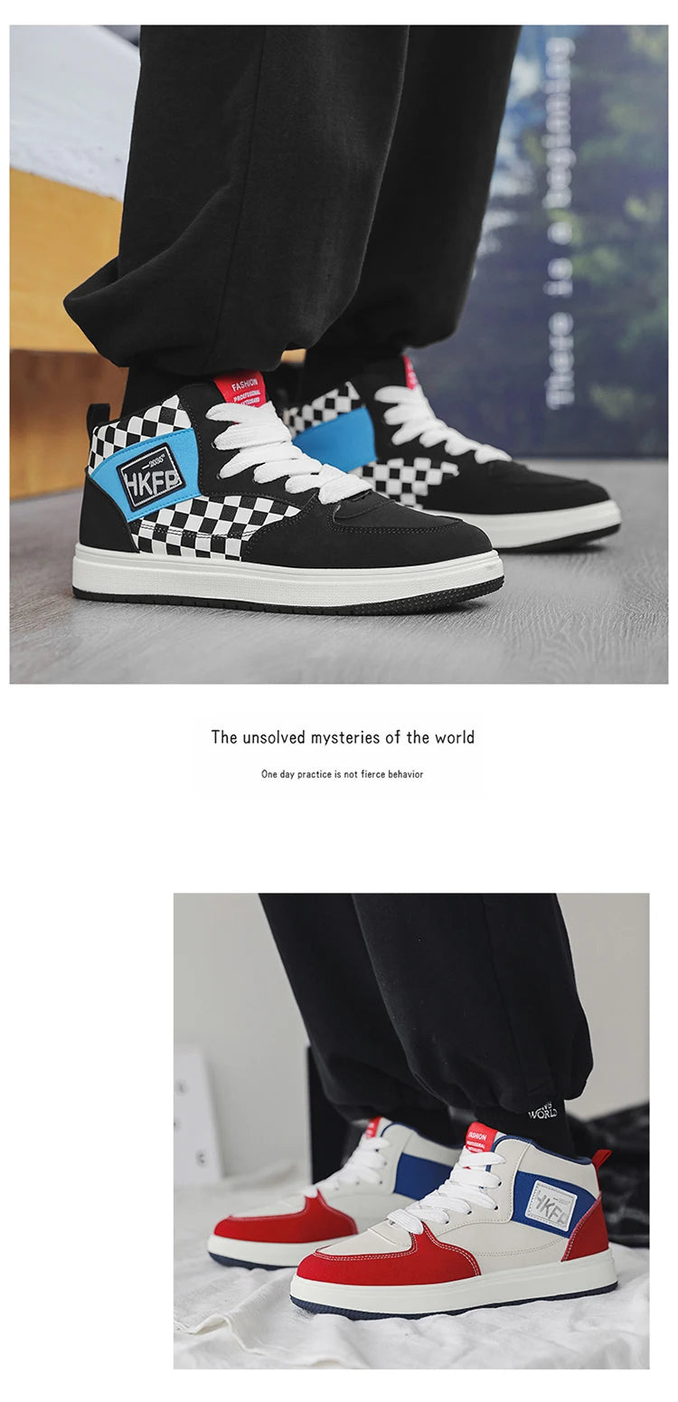 Men's Leopard Print Skater High Top Shoes